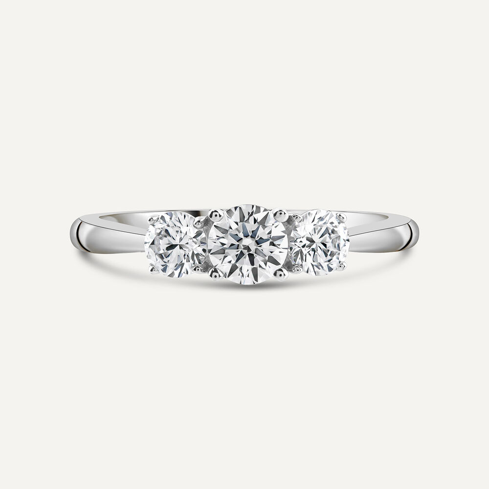 Platinum Orchid Setting 0.75ct Diamond Three Stone Ring