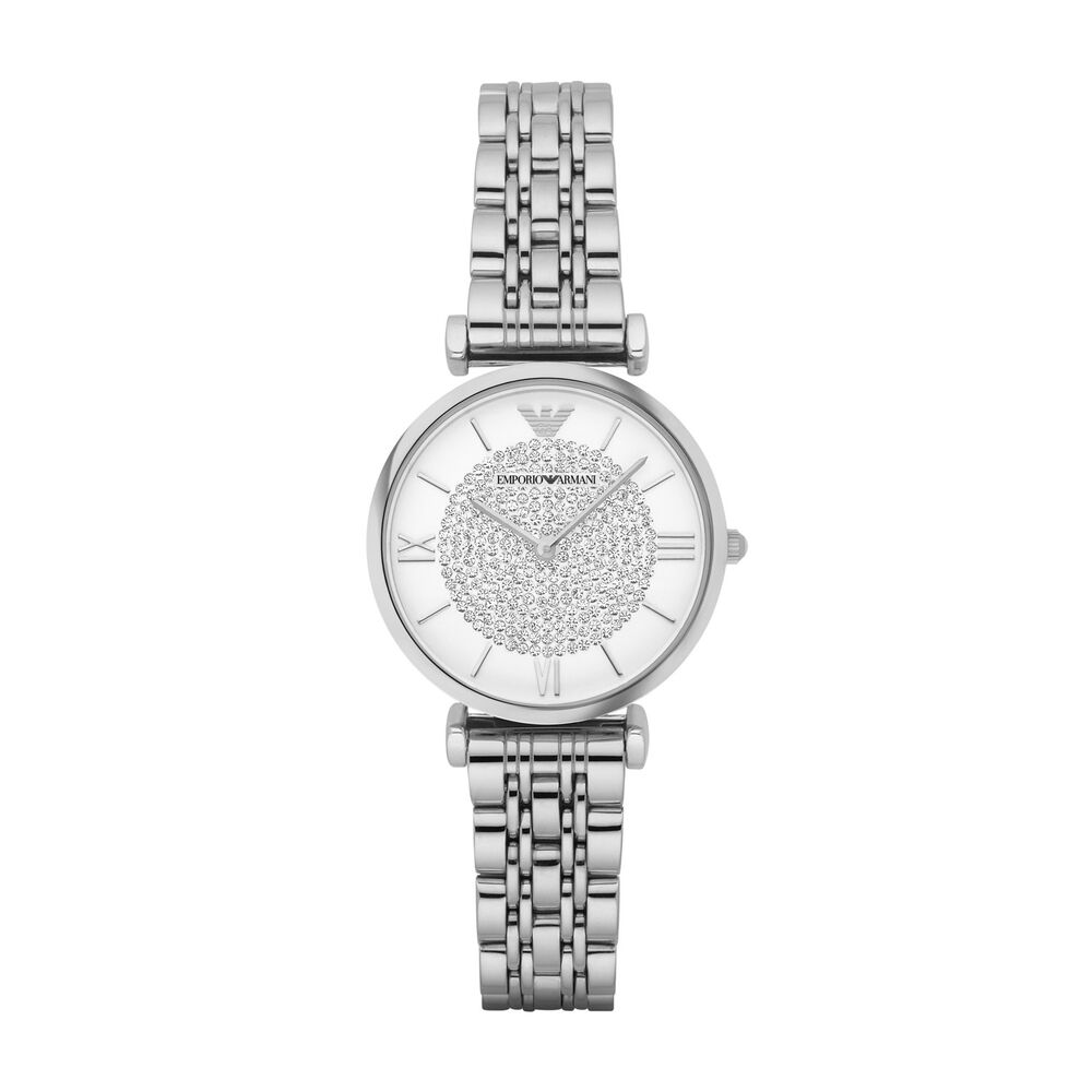 Emporio Armani ladies' quartz stone-set dial stainless steel bracelet watch