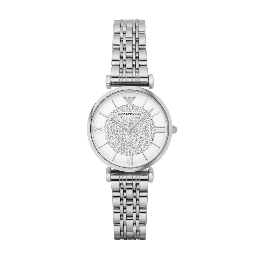 Emporio Armani ladies' quartz stone-set dial stainless steel bracelet watch image number 0