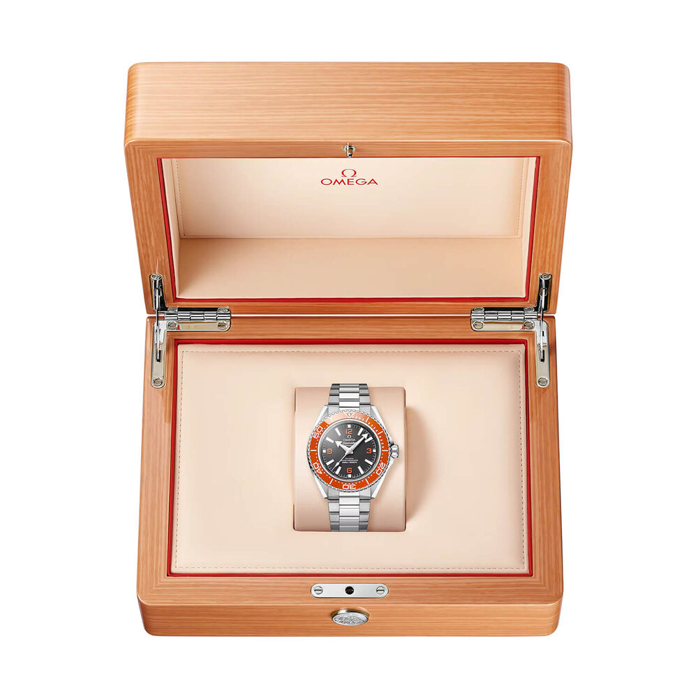 OMEGA Seamaster Planet Ocean 600M 42mm Black Dial Orange Bezel Steel Bracelet Watch image number 7