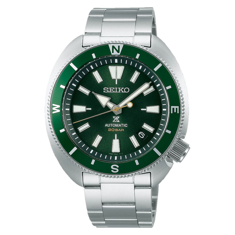 Seiko Prospex Tortoise 42.4mm Green Dial Green Bezel Steel Case Bracelet Watch