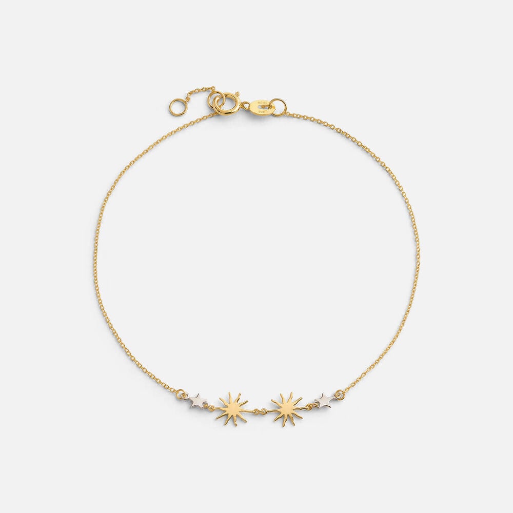 9ct Yellow & White Gold Sun & Star Bracelet