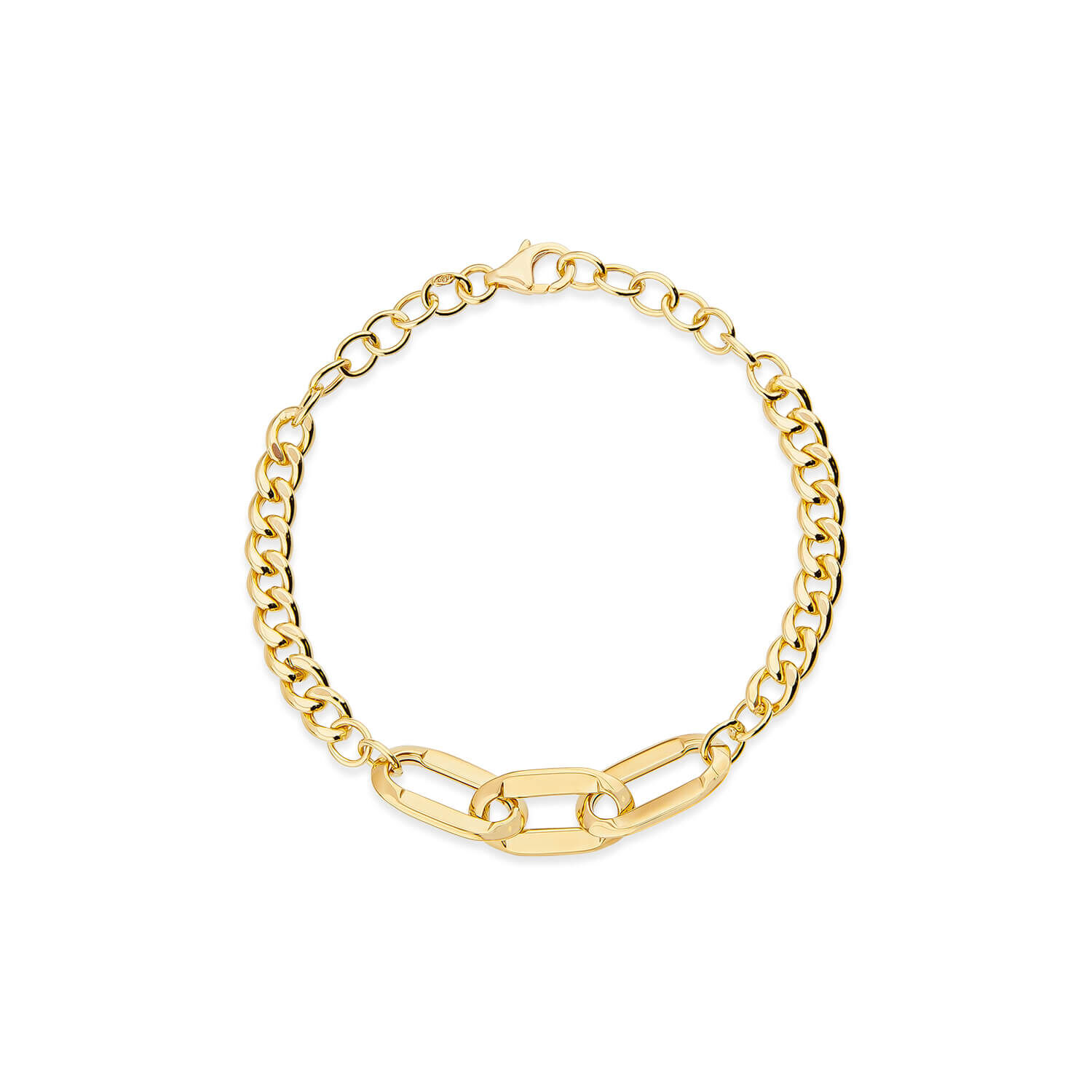 9ct Yellow Gold Oval Centre Links Chain Bracelet