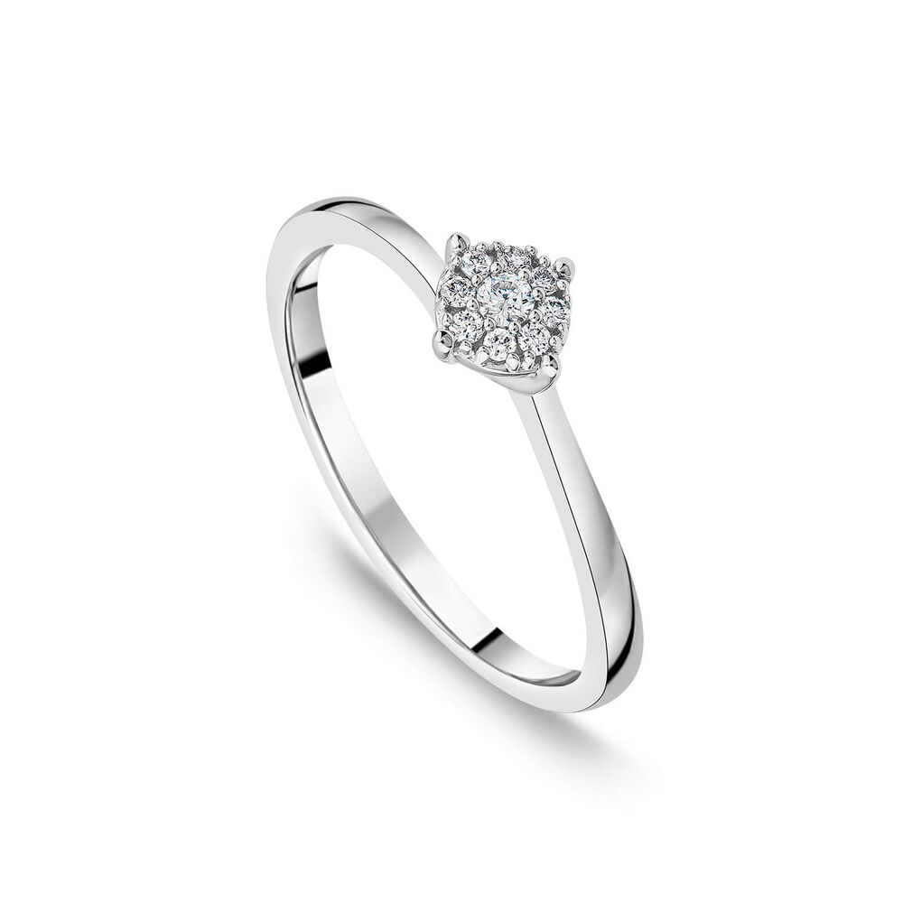 9ct White Gold 0.09ct Cluster Diamond Ring image number 0