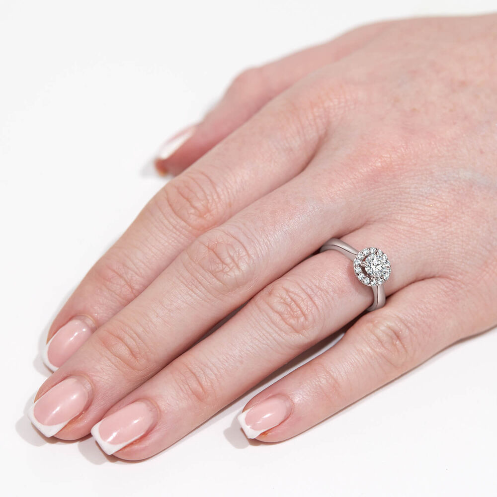 Platinum 0.50ct Round Diamond Halo Ring image number 4