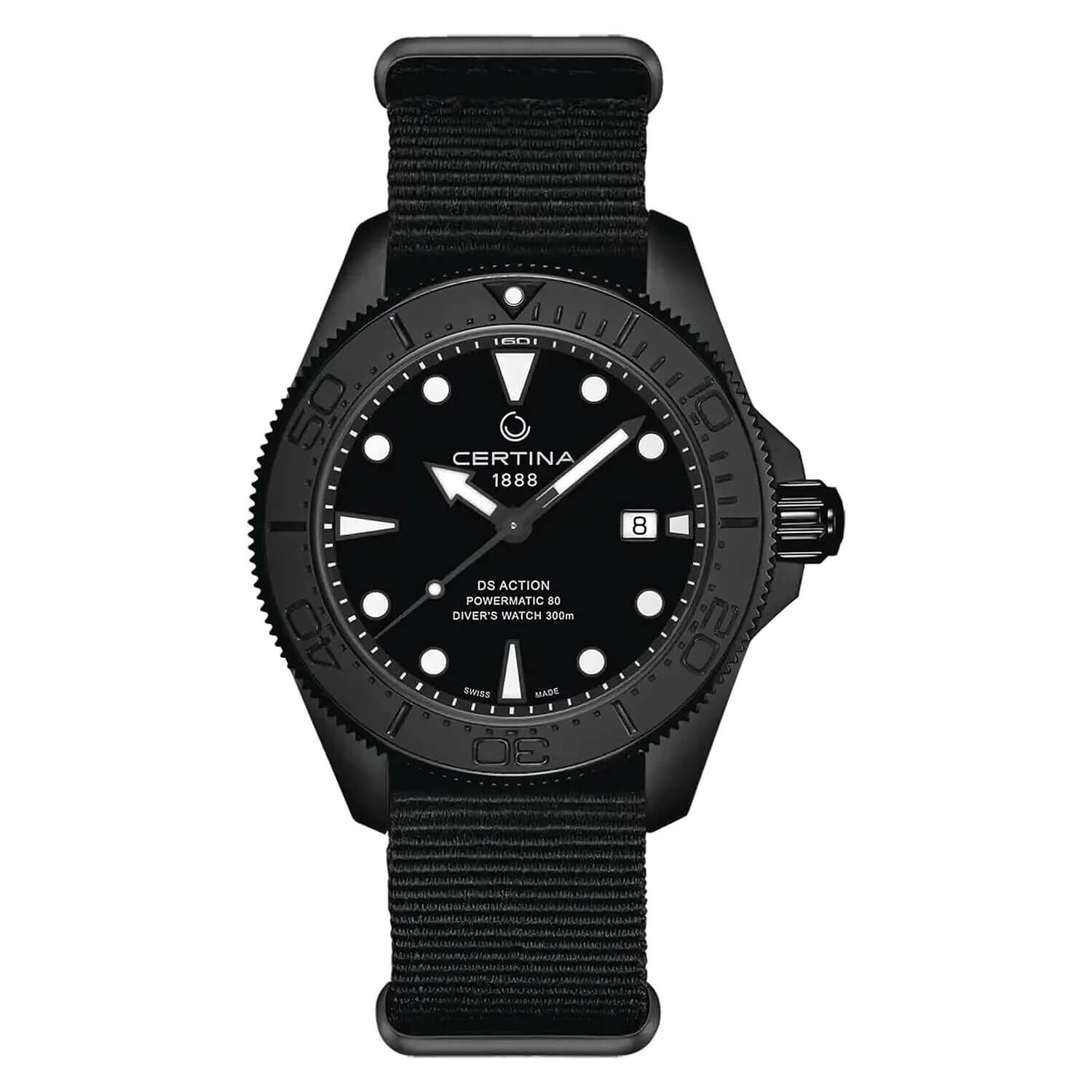 Certina DS Action Diver 43mm Black Dial Nato Strap Watch