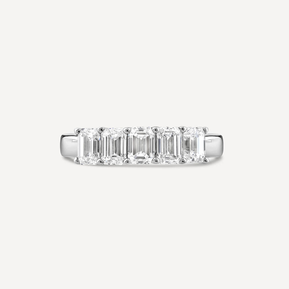 Born Platinum 1.5ct Lab Grown 5 Stone Emerald Cut Half Eternity Diamond Ring