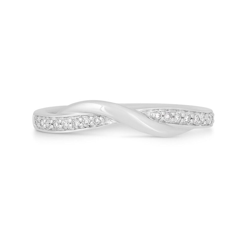 9ct White Gold 0.10ct Diamond Crossover Band Wedding Ring