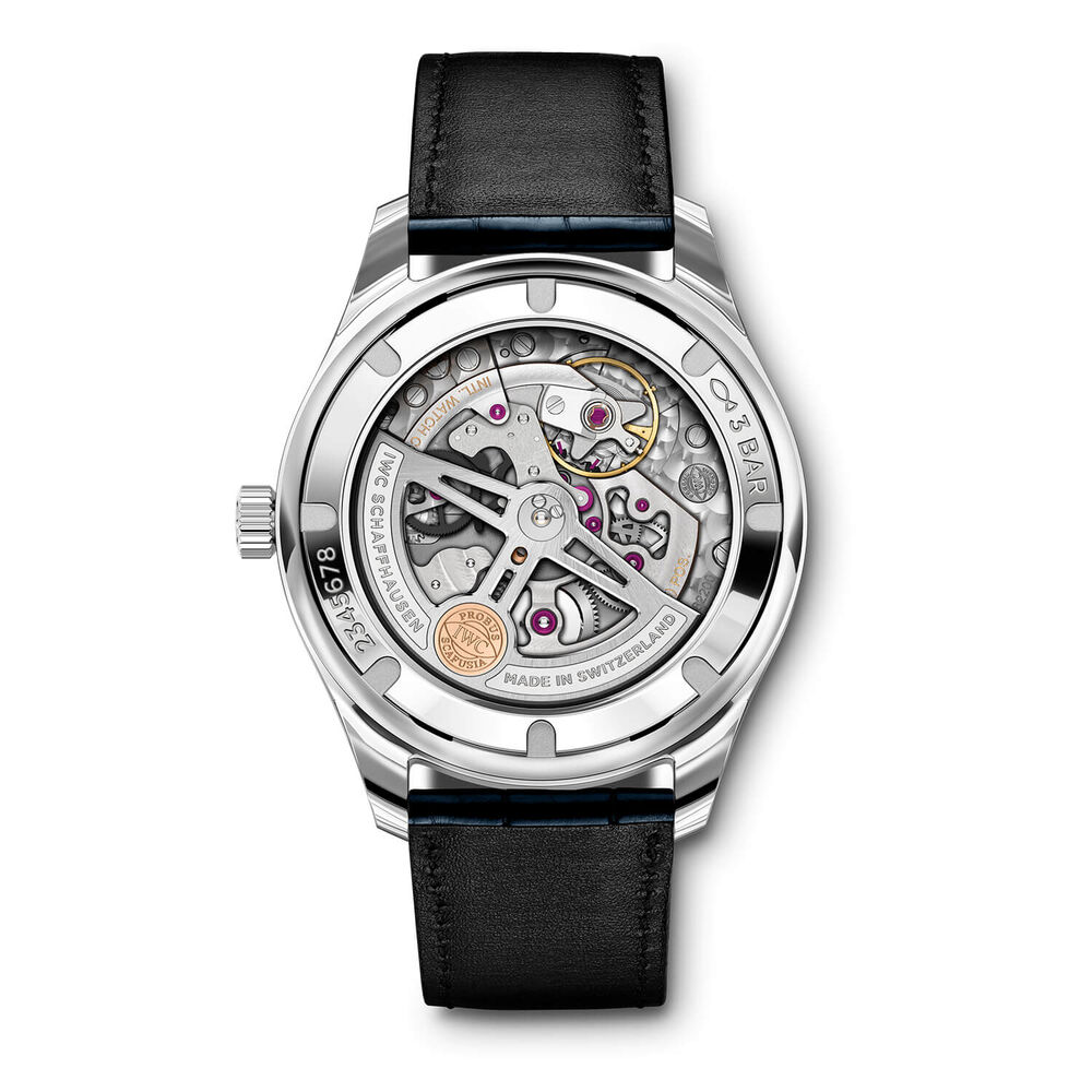 IWC Schaffhausen Portugieser Automatic 40 Silver Dial Blue Strap Watch