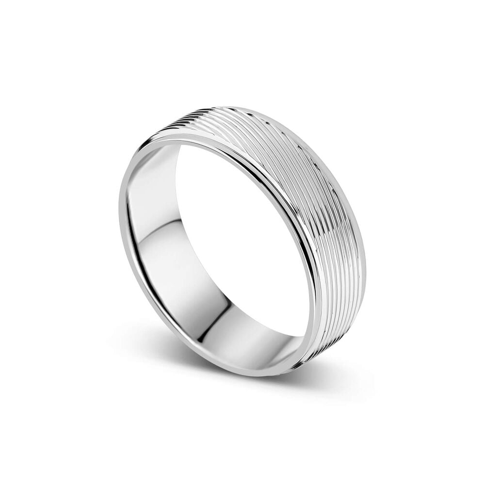 Platinum 6mm Patterned Men's Wedding Ring image number 0
