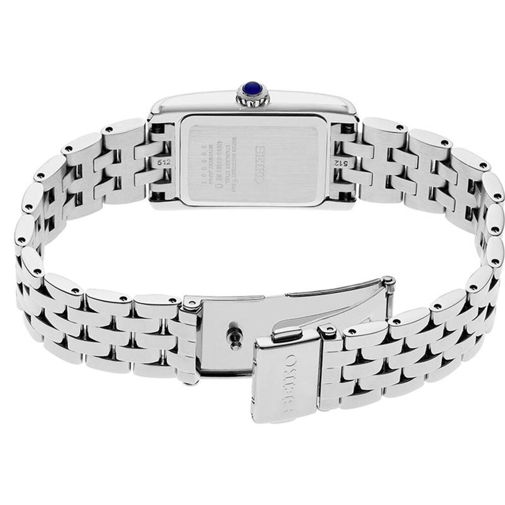 Seiko 22.2mm White Dial Silver Tone Steel Bracelet Watch