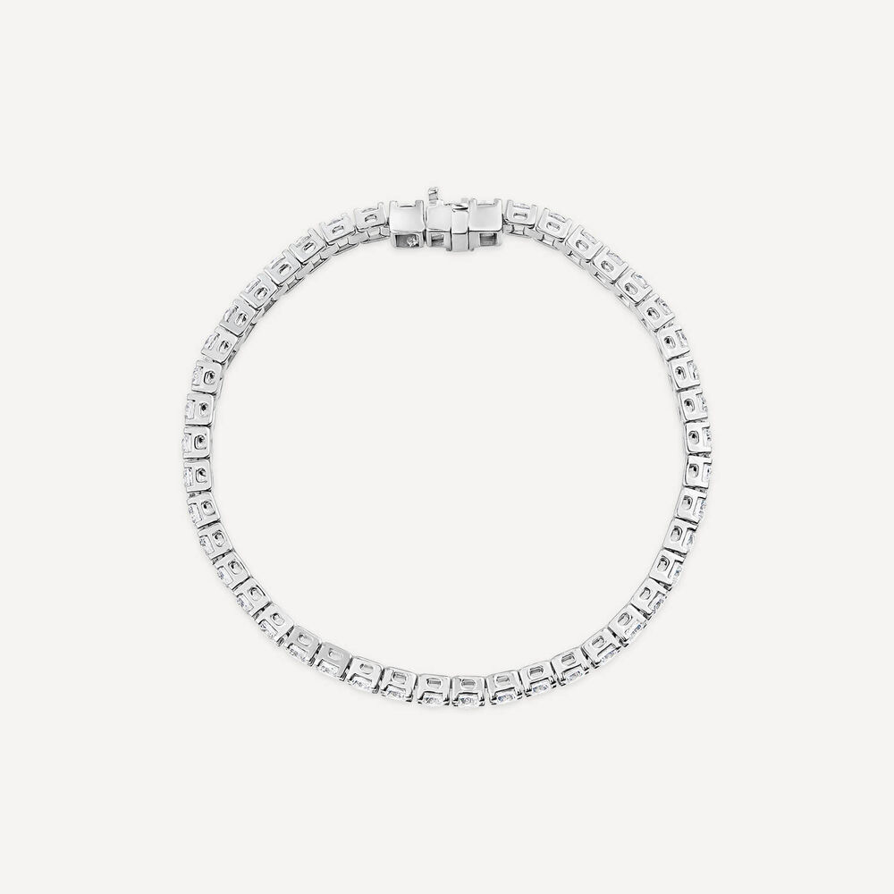 18ct White Gold 7ct Lab Grown Diamond Tennis Bracelet image number 4