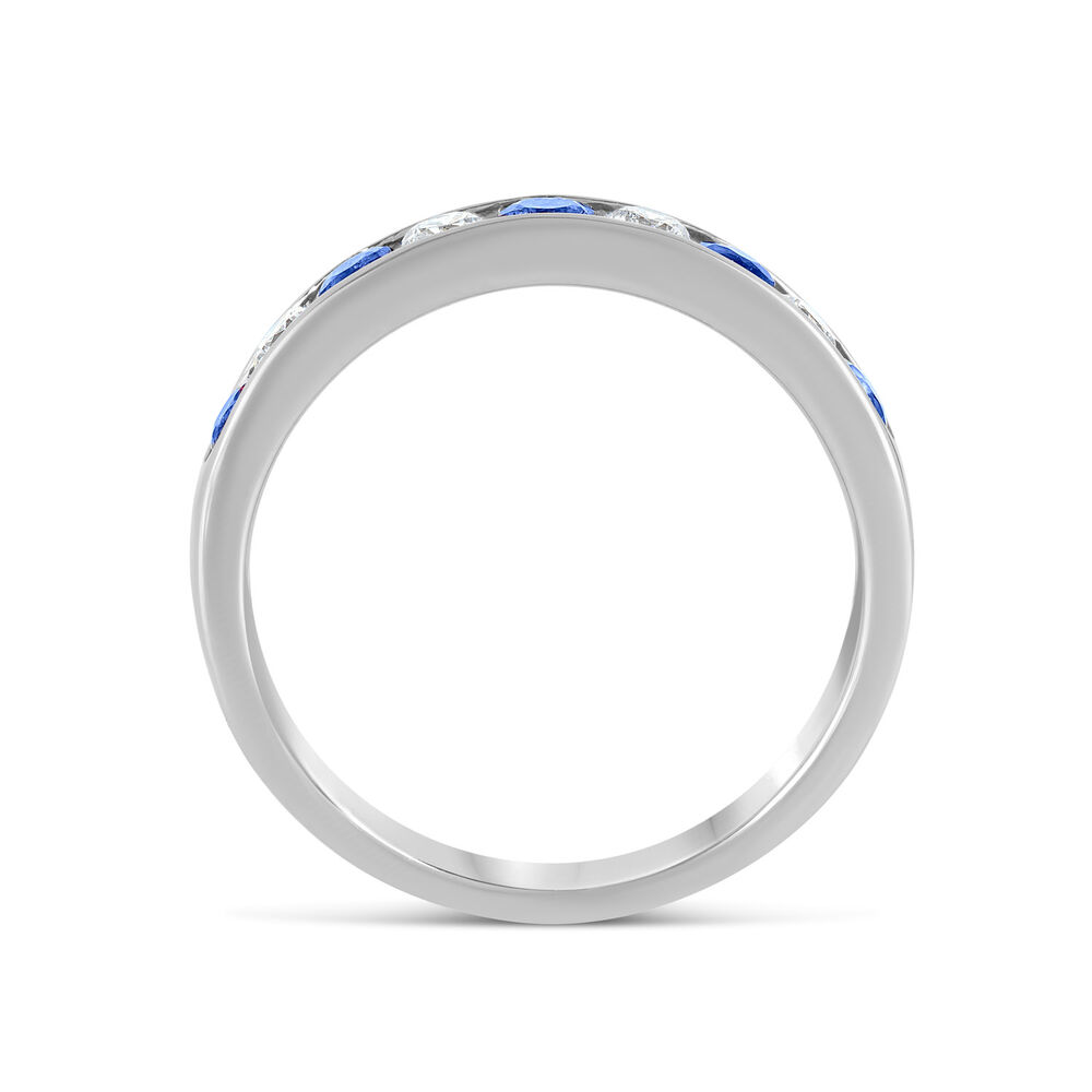 18ct White Gold 0.28ct Diamond and Sapphire Channel Set Ring image number 2