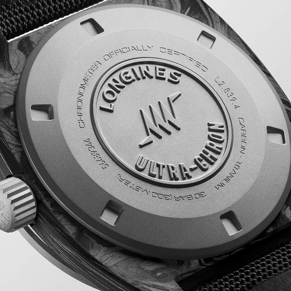 Longines Heritage Ultra-Chron Carbon 43mm Black Dial & Strap Watch image number 4