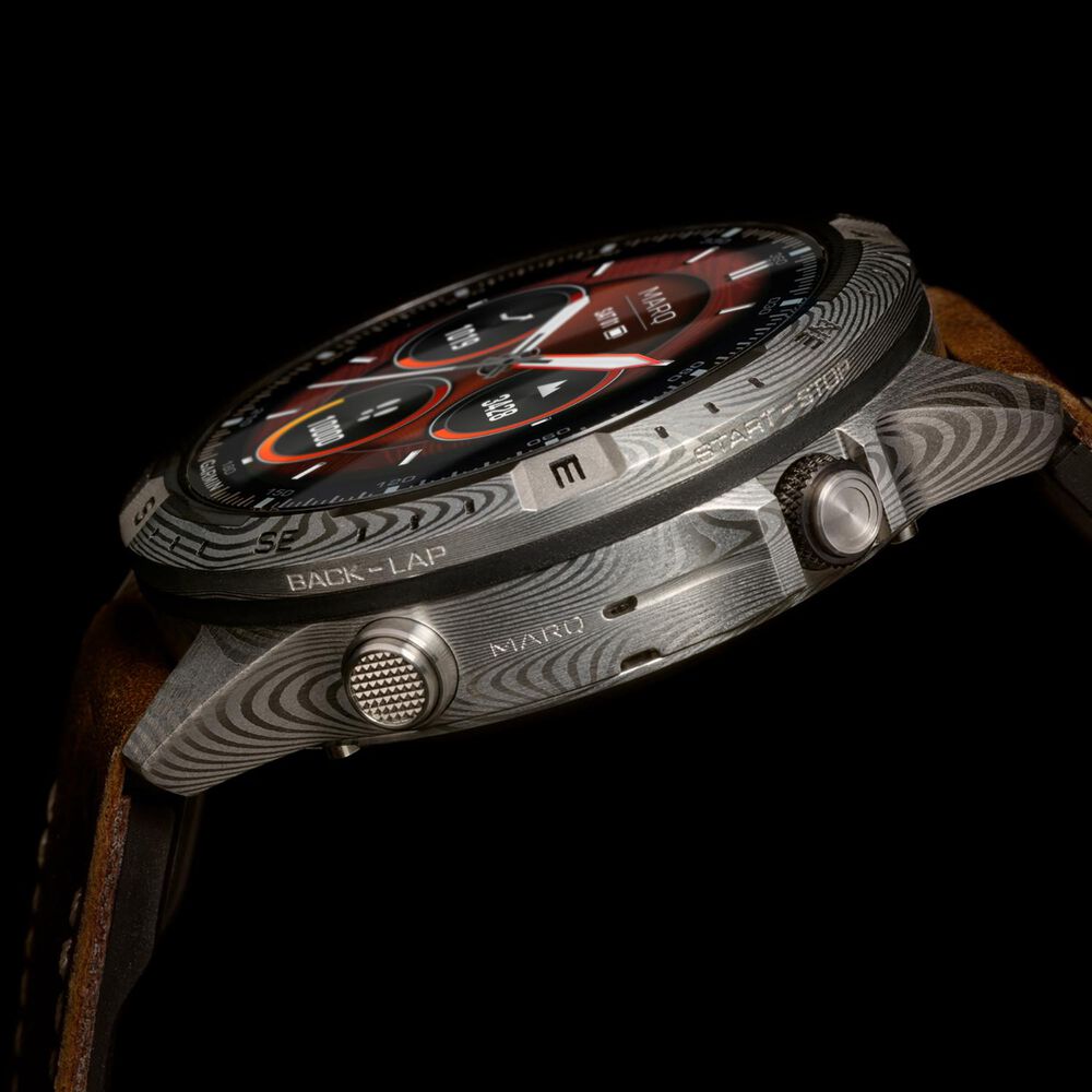 Garmin MARQ Adventurer (Gen 2) Damascus Steel Edition 46mm Dial Brown Leather Strap Watch image number 5