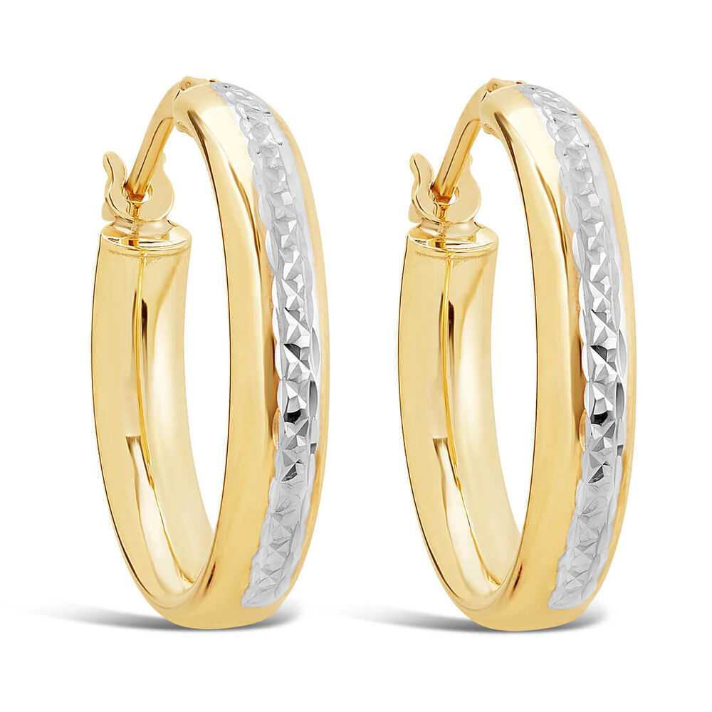 9ct Two Tone Hoop Earrings image number 0