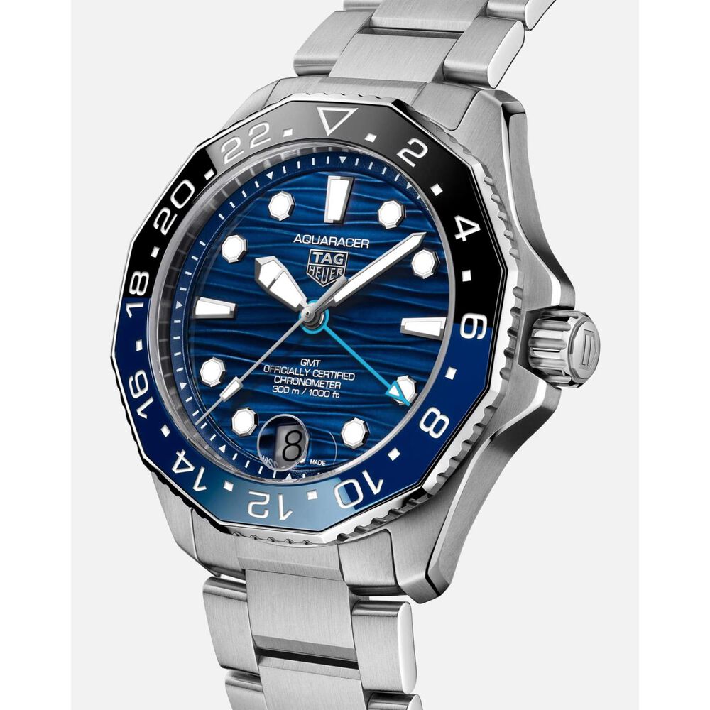 TAG Heuer Aquaracer Professional 300 GMT 42mm Blue Dial Steel Bracelet Watch image number 1
