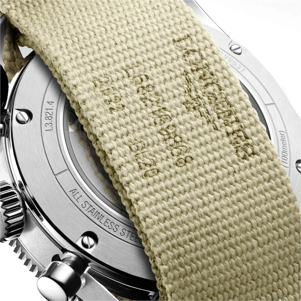Longines Spirit Flyback 42mm Black Chronograph Dial Beige Strap Watch image number 4