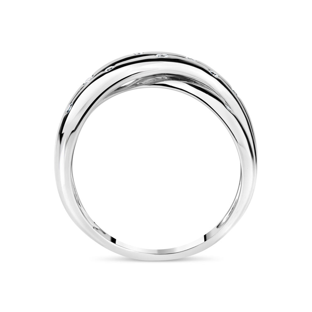 9ct White Gold 0.13ct Diamond Crossover Ladies Ring image number 7