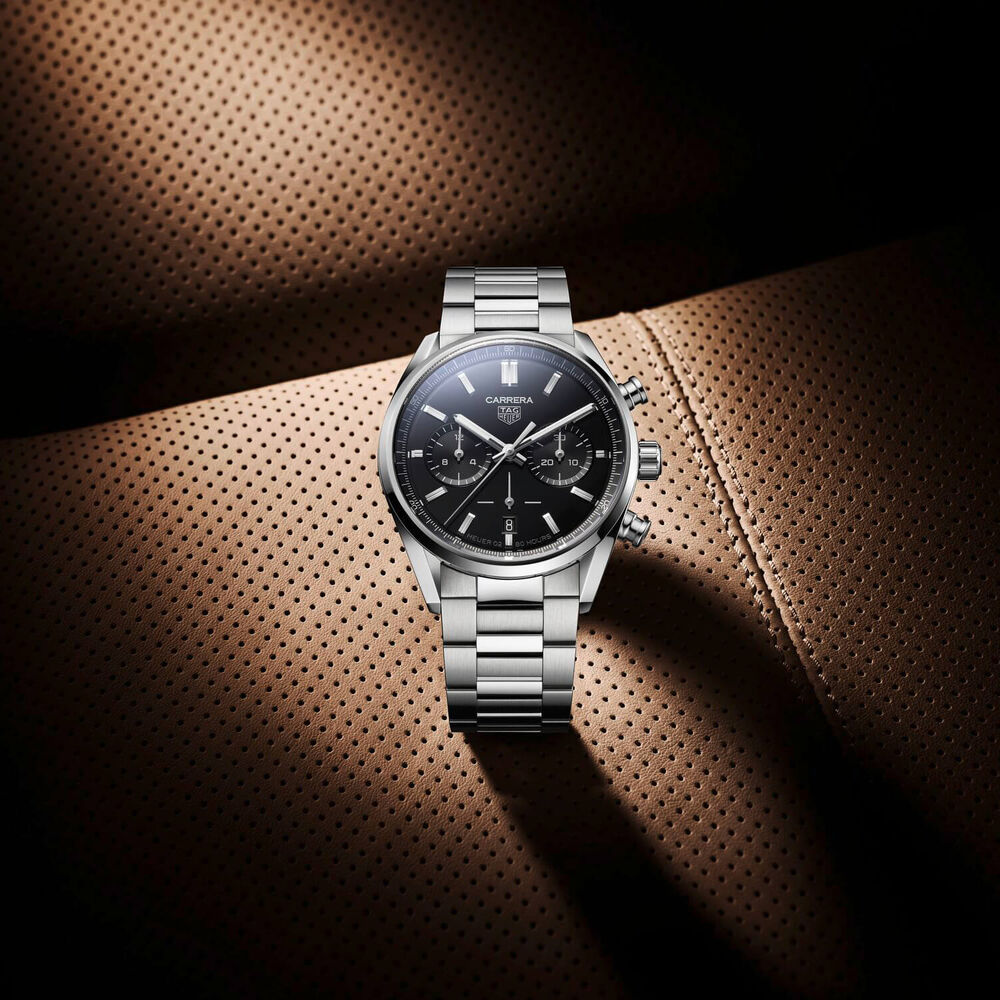 TAG Heuer Carrera Chronograph 42mm Black Dial Stainless Steel Bracelet Watch image number 7