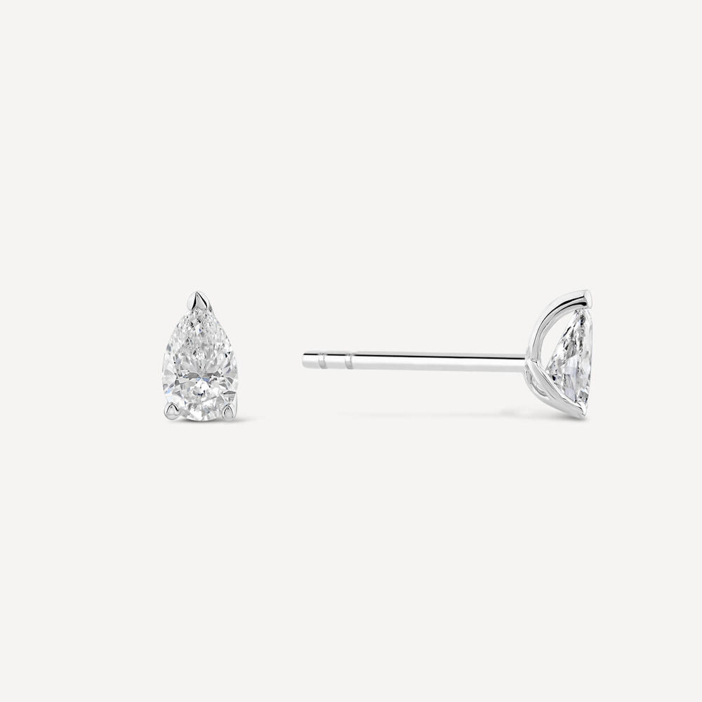 Born 18ct White Gold Lab Grown 0.50ct Diamond Pear Stud Earrings image number 1