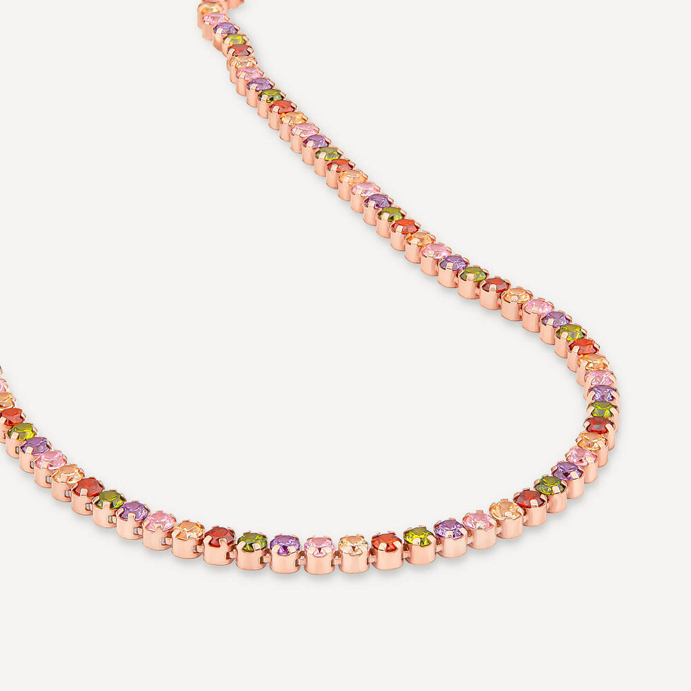 Sterling Silver & Rose Gold Plated Multi Colour Stone Bolo Necklet image number 3