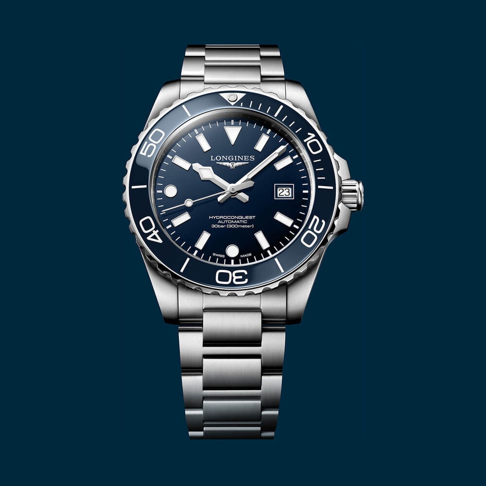 Longines HydroConquest 42mm Blue Dial & Bezel Steel Bracelet Watch