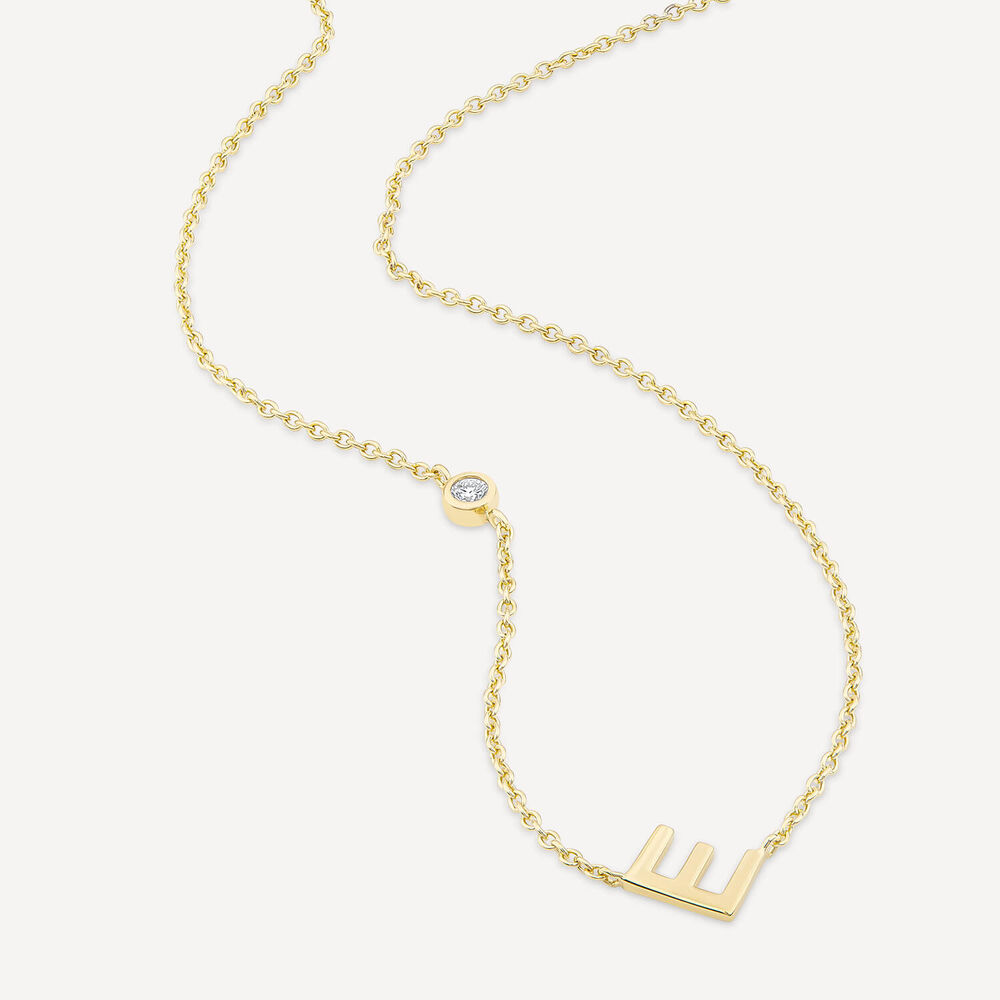 Sterling Silver Yellow Gold Plated 0.06ct Lab Grown Diamond Initial E Necklet