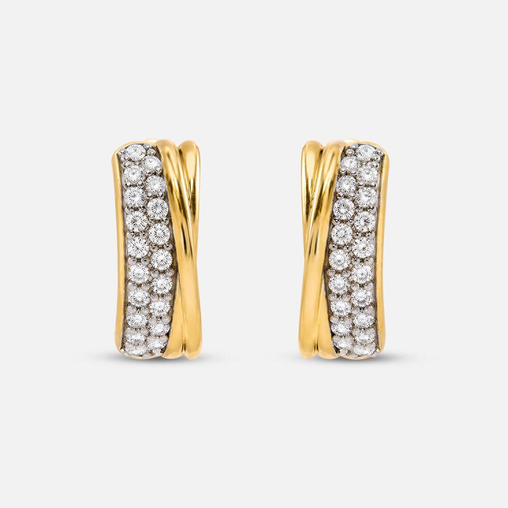 Yellow Gold Plated Vermeil Sterling Silver Pave Cubic Zirconia Bar Half Hoop Earrings