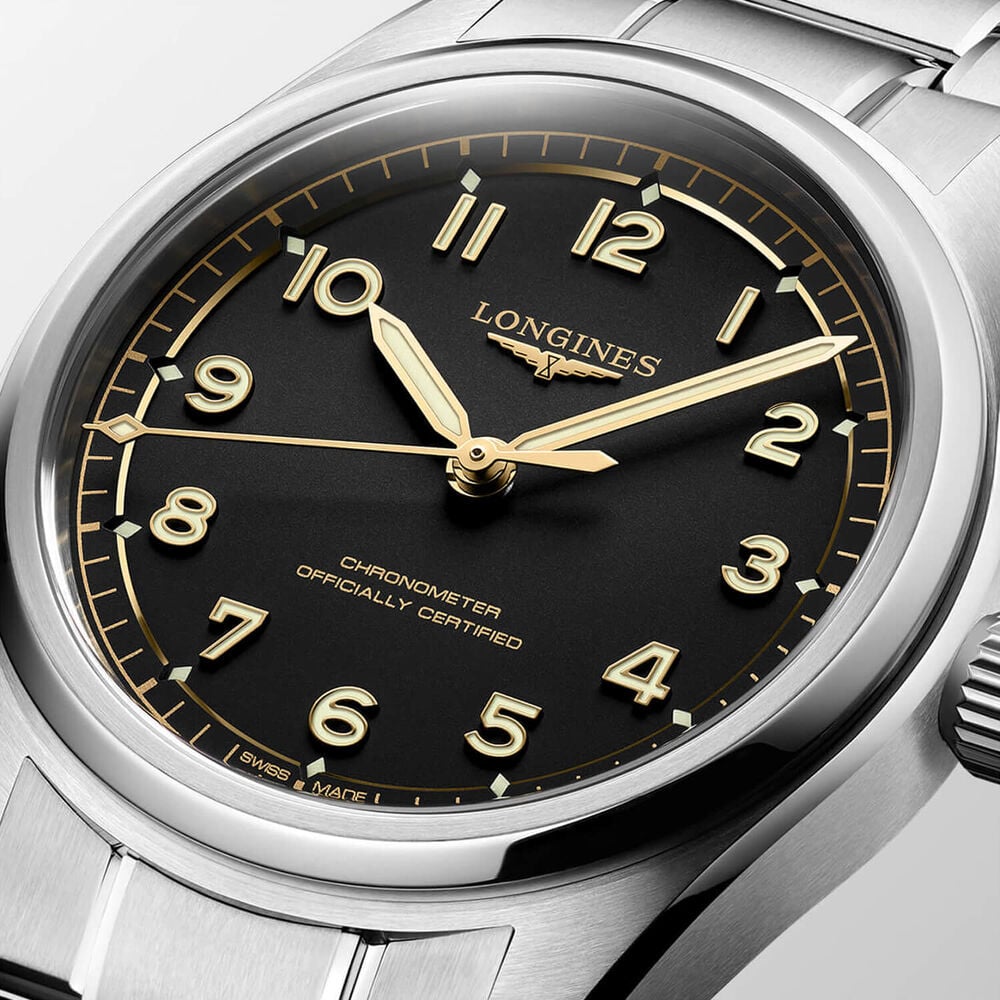 Longines Spirit Pilot 39mm Black Dial Stainless Steel Bracelet Watch image number 1