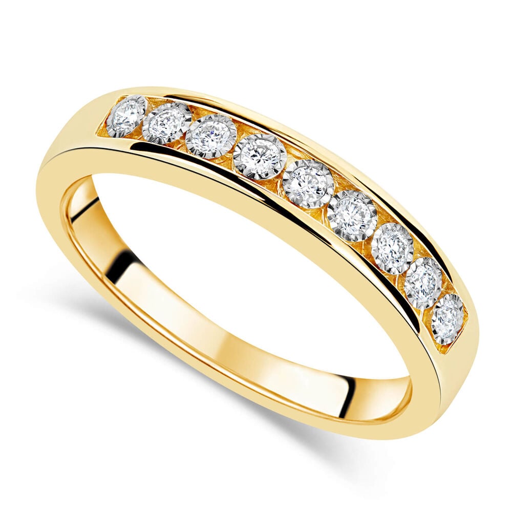 9ct Yellow Gold 0.15ct Diamond Illusion Channel Set Eternity Ring