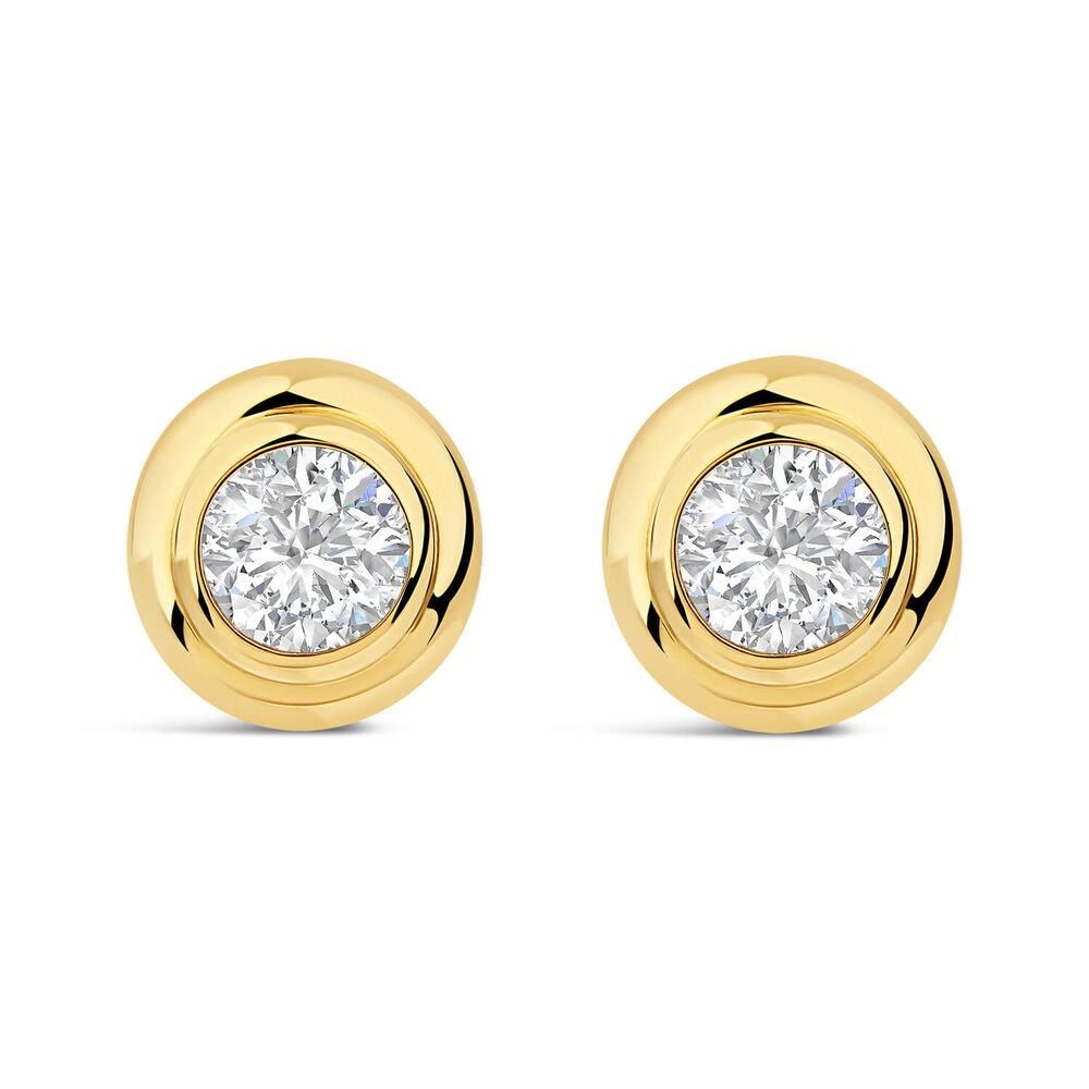 Born Orbit 9ct Yellow Gold Lab Grown 1.00ct Diamond Round Stud Earrings image number 0
