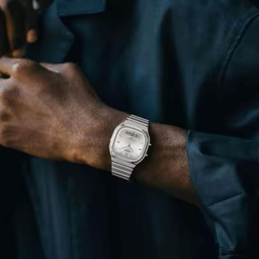 Casio Vintage 40.9x35.8mm Silver Dial Dual Display Stainless Steel Bracelet Watch image number 3