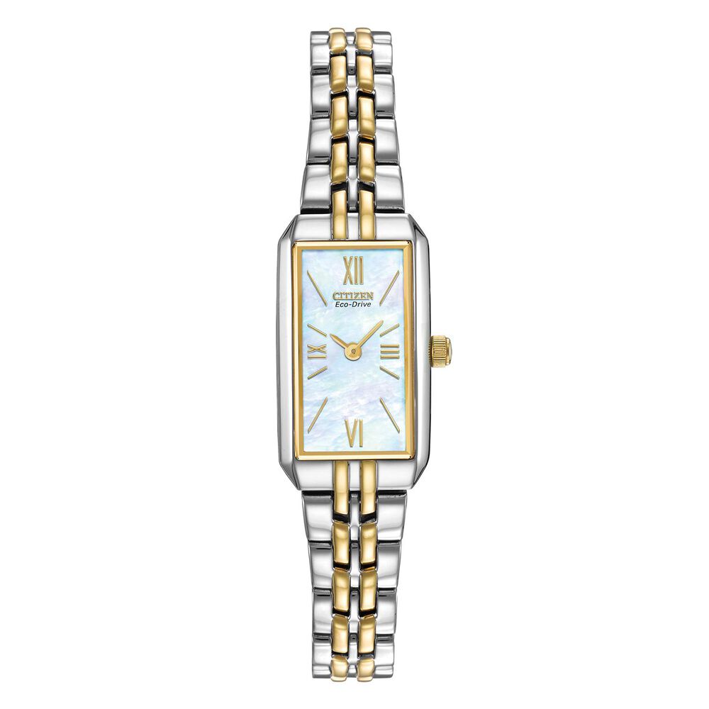 Citizen Eco-Drive ladies' mother of pearl dial two-tone bracelet watch image number 0