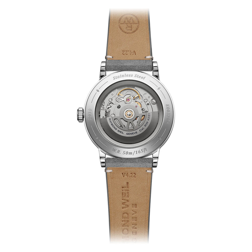 Raymond Weil Millesime 39.5mm Silver Dial Grey Leather Strap Watch
