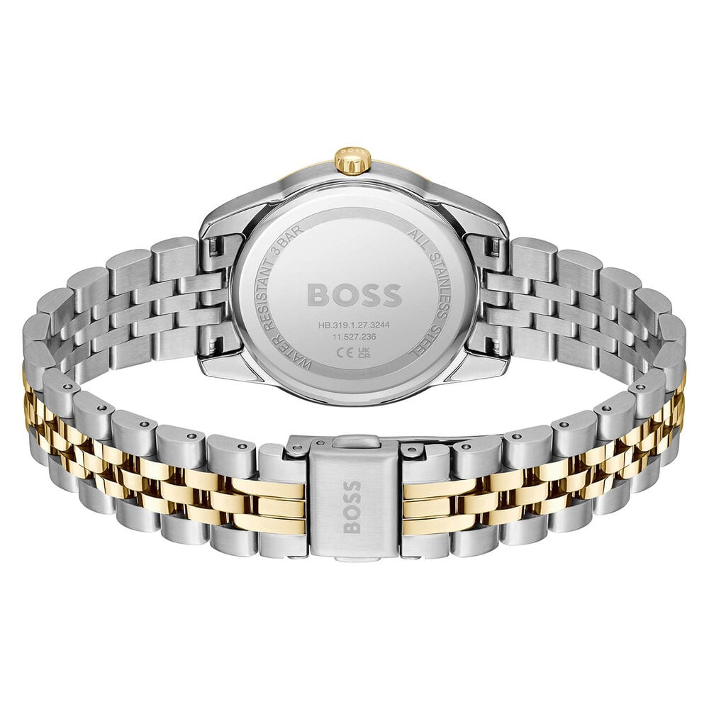 BOSS Graceful Precious 32mm Black Dial Gold Tone Bezel Steel Bracelet Watch image number 3