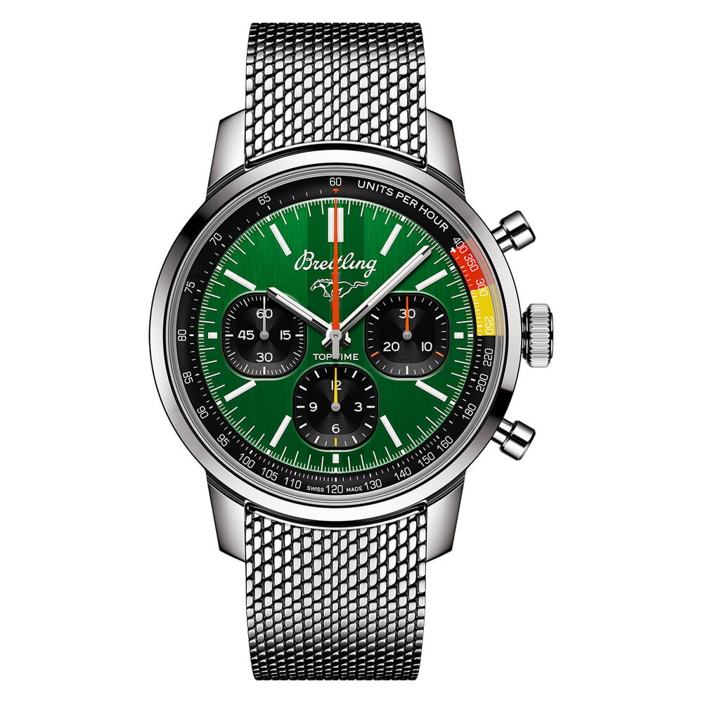 Breitling Top Time B01 41mm Chronograph Mustang Green Dial Bracelet Watch image number 0