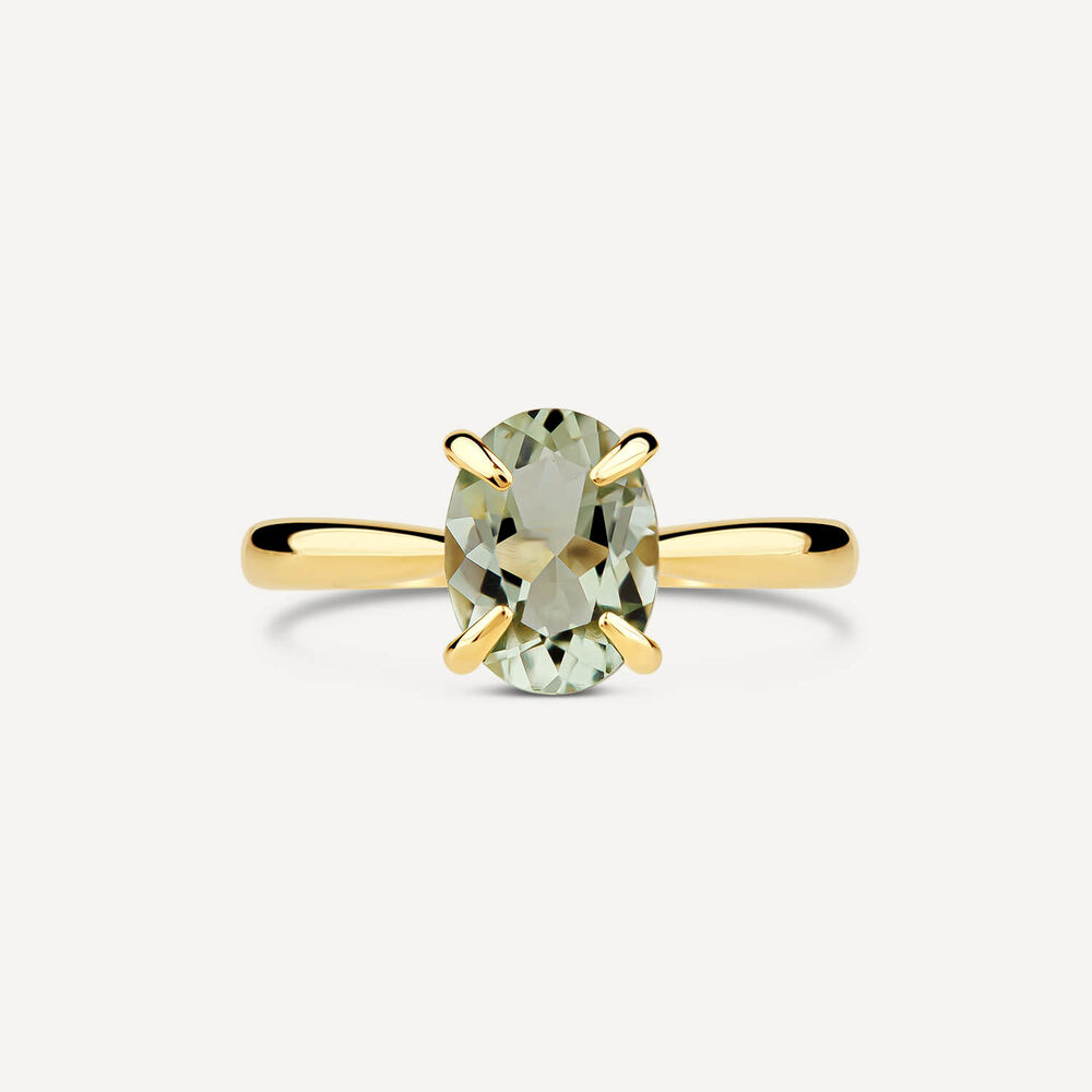 9ct Yellow Gold Oval Green Amethyst Ring image number 1