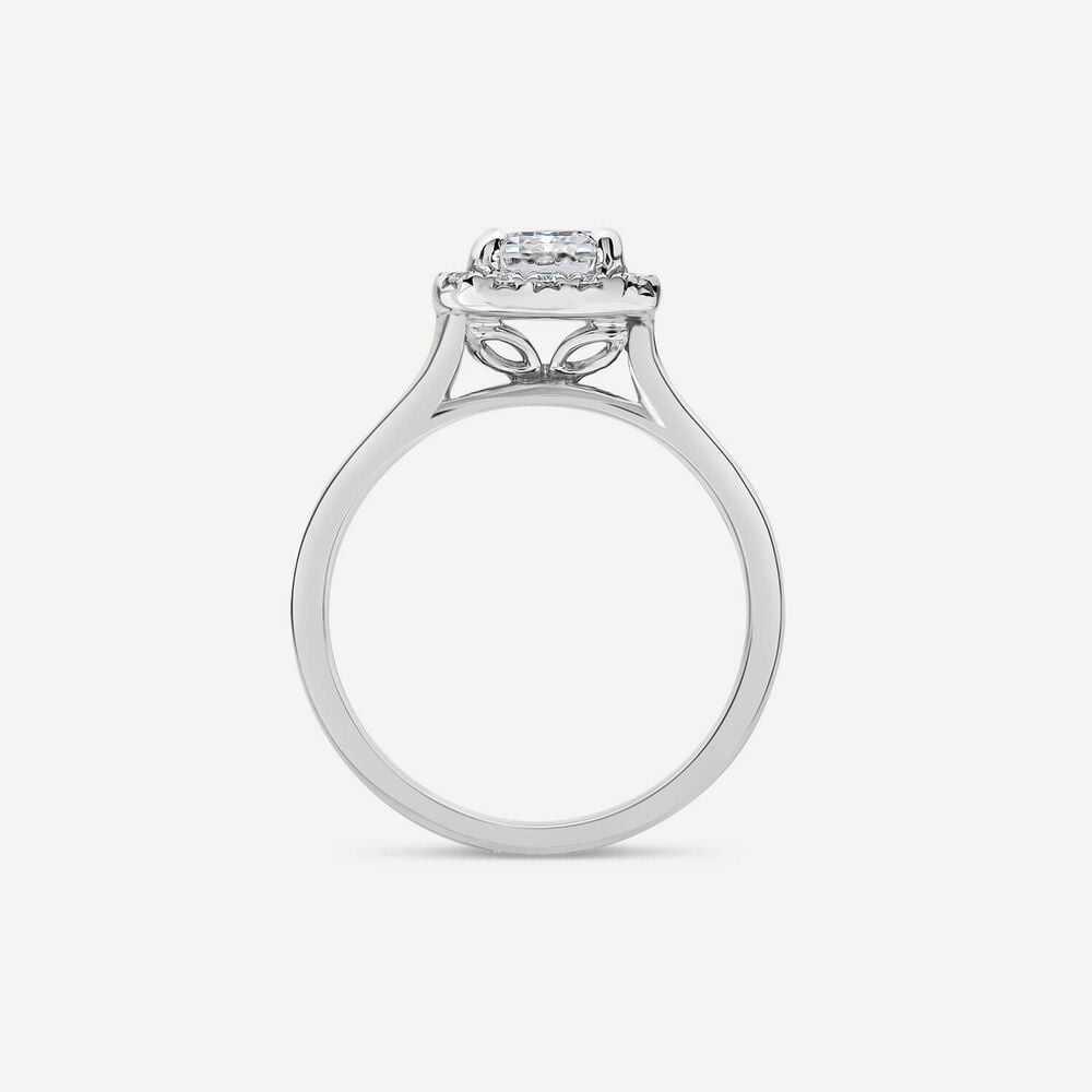 Born Platinum 1.72ct Lab Grown Emerald Cut Halo Diamond Ring image number 1