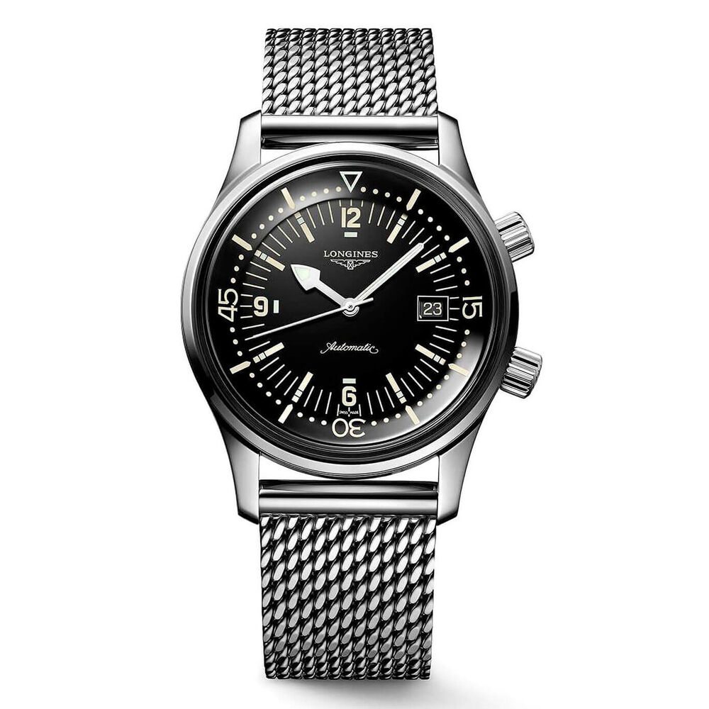 Longines Legend Diver Automatic Black Dial Steel Bracelet Men's Watch