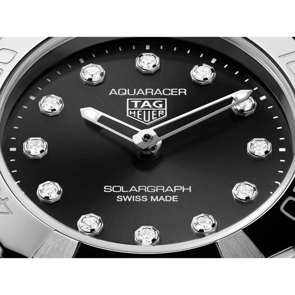 TAG Heuer Aquaracer Professional Solargraph 100 28mm Black Dial Diamonds Steel Bracelet Watch