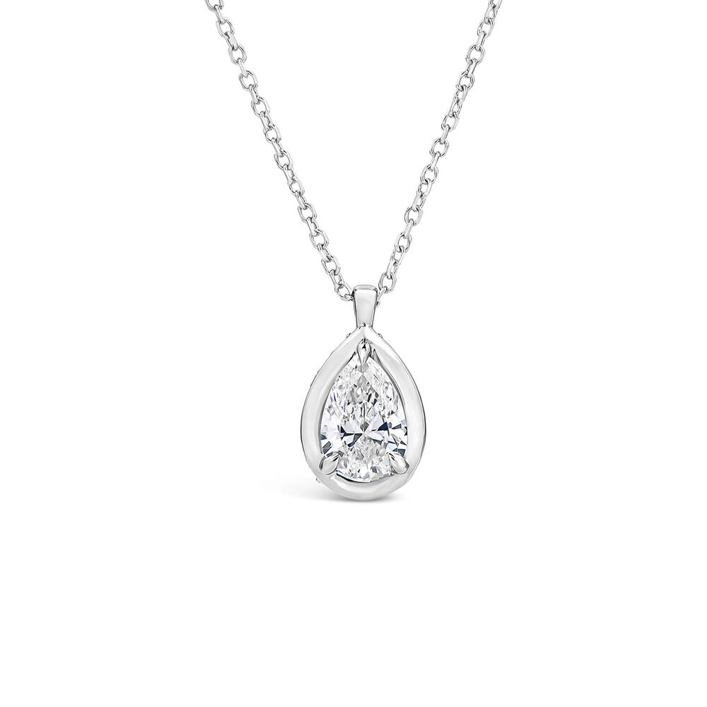 Born Orbit 9ct White Gold Lab Grown 0.82ct Oval Diamond Pendant image number 0
