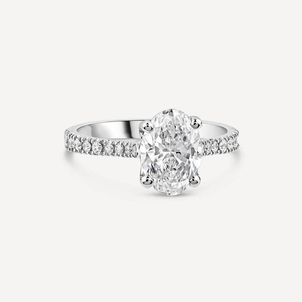Born Platinum 1.70ct Oval Lab Grown Diamond Sides Ring image number 2