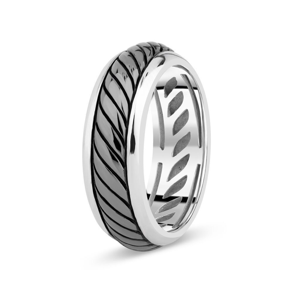 Gents Sterling Silver Oxidised Twist Band image number 7