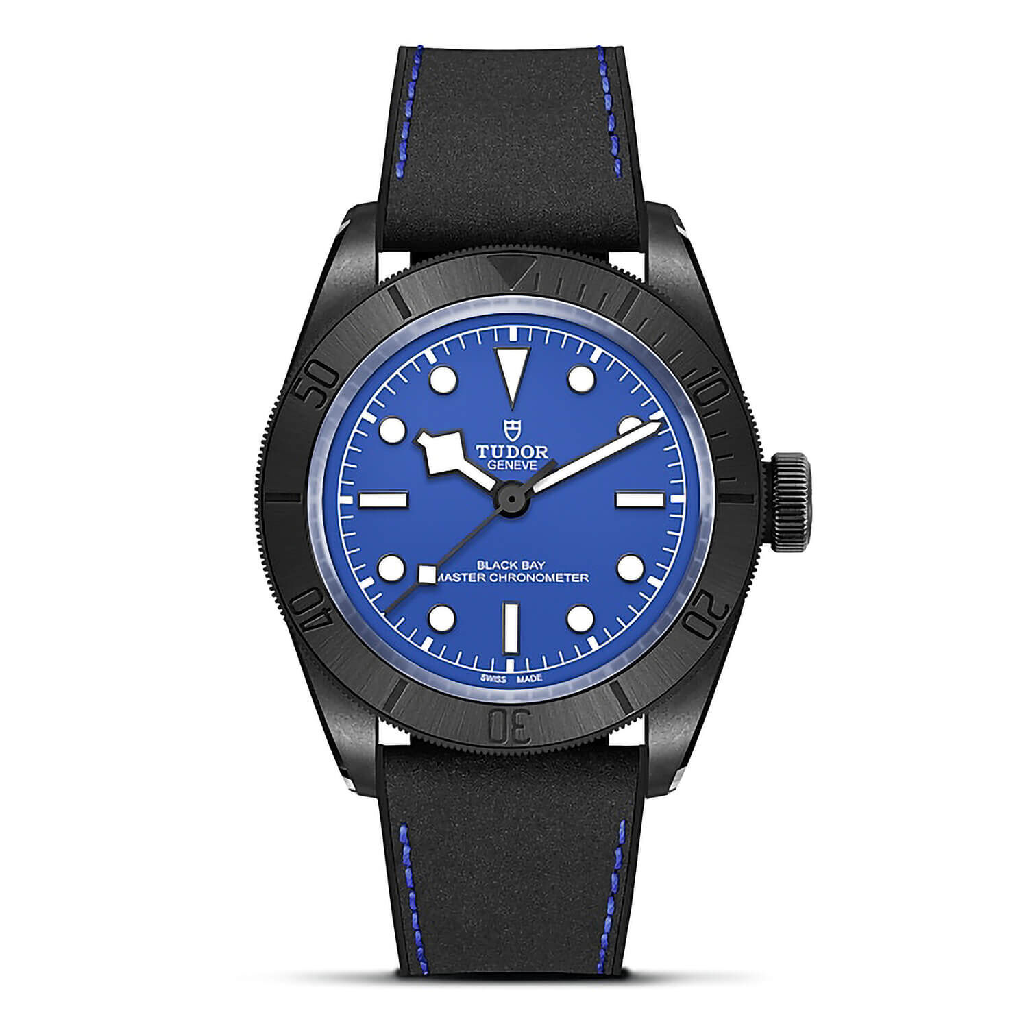 TUDOR Black Bay Ceramic 41mm Blue Dial Black Leather Strap Watch