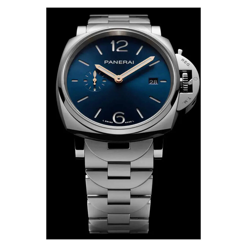 Panerai Luminor Due 42mm Blue Dial Silver Bracelet Watch image number 3