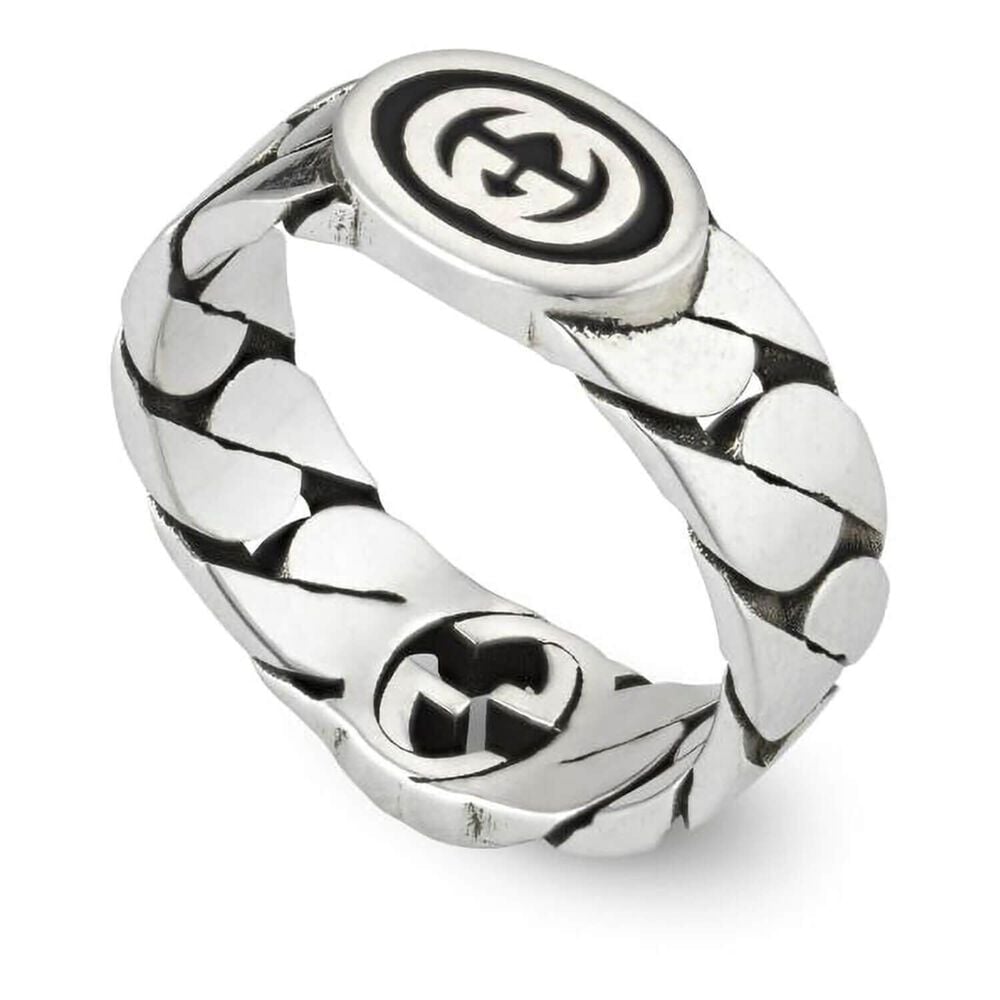 Gucci Interlocking G Woven Logo Sterling Silver Ring image number 0