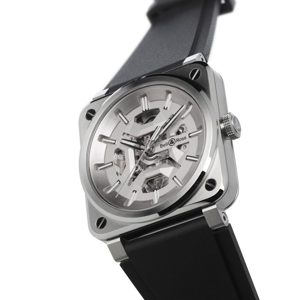 Bell & Ross BR-03 Skeleton Grey Steel 41mm Dial Black Rubber Strap Watch image number 2