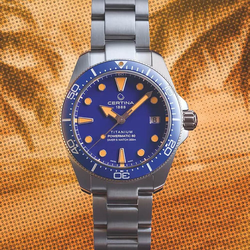 Certina DS Action Diver 38mm Blue Dial Grey Titanium Bracelet Watch
