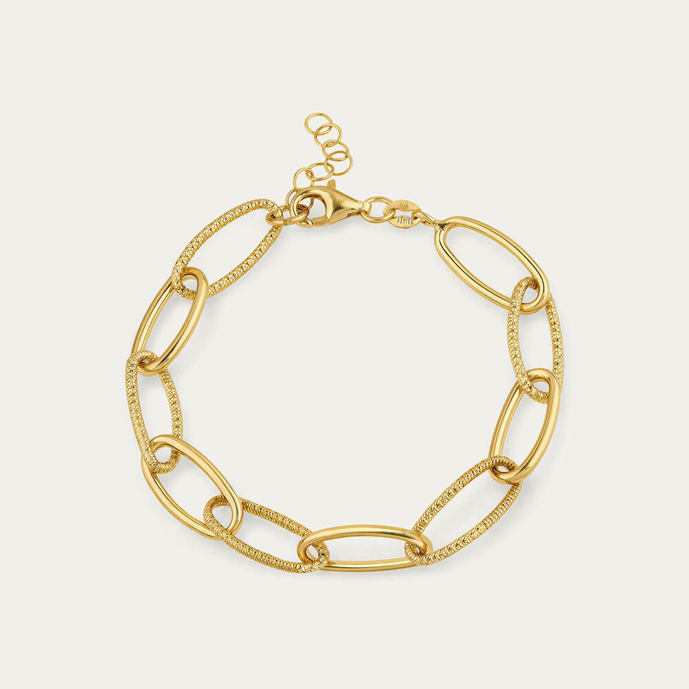 Yellow Gold Plated Sterling Silver Open Curb Link Bracelet